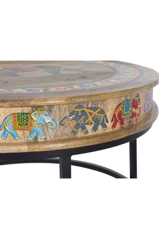 Table basse en bois de manguier - Naturel et multicolore - 46 x 78 x 78 cm