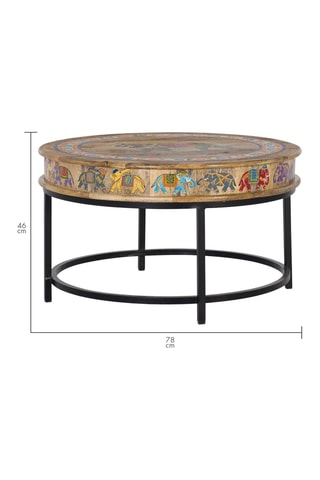 Table basse en bois de manguier - Naturel et multicolore - 46 x 78 x 78 cm