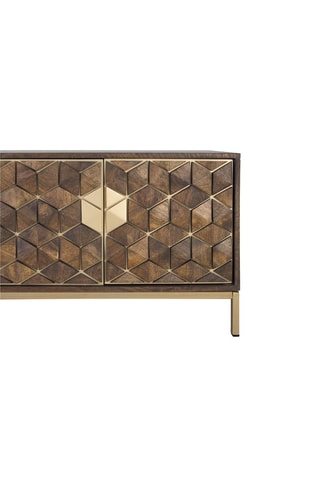 Meuble TV 4 portes -  Naturel et doré