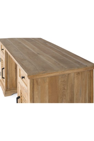 Bureau 2 portes en bois - Naturel - 145 x 76 x 70 cm