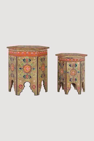 2 tabourets en manguier - 37 x 42 x 42 / 48 x 50 x 48 cm