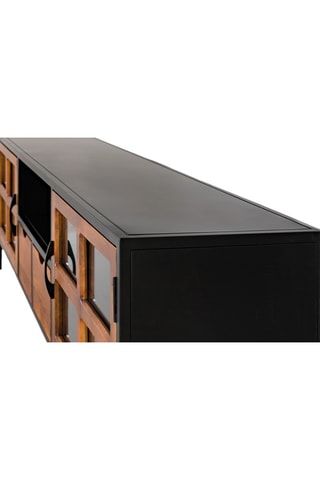 Meuble TV 2 portes et 2 tiroirs - Naturel et noir