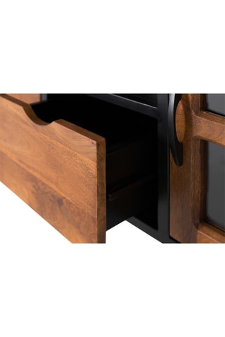 Meuble TV 2 portes et 2 tiroirs - Naturel et noir