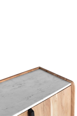 Buffet 4 portes en acacia massif et marbre - 180 x 78 x 40 cm