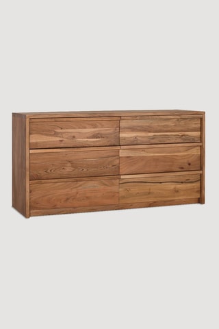 Commode 6 tiroirs - Naturel - Structure en acacia - 75 x 150 x 150 cm