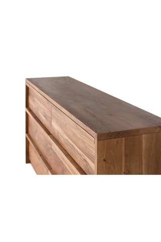 Commode 6 tiroirs - Naturel - Structure en acacia - 75 x 150 x 150 cm