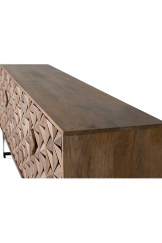 Buffet 4 portes - Naturel et noir - Bois de manguier - 177 x 74 x 40 cm