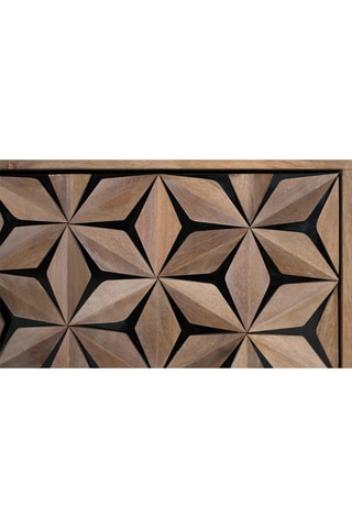 Buffet 4 portes - Naturel et noir - Bois de manguier - 177 x 74 x 40 cm