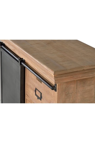 Meuble de rangement 1 porte - Naturel et noir