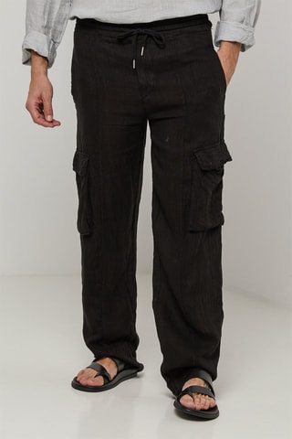 Pantalon cargo en lin - Noir