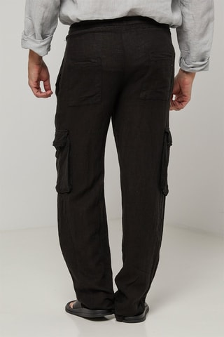 Pantalon cargo en lin - Noir