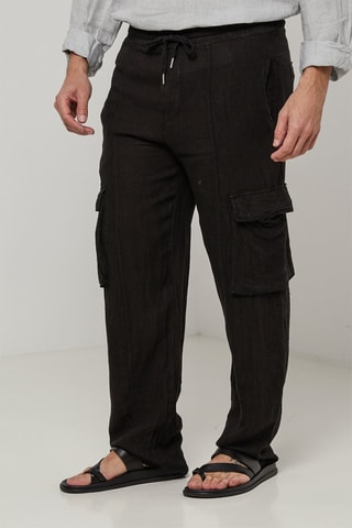 Pantalon cargo en lin - Noir