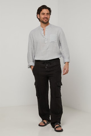 Pantalon cargo en lin - Noir