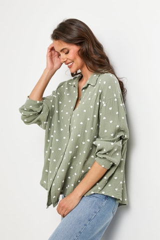 Chemise - Kaki et blanc