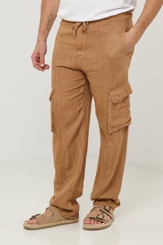 Pantalon cargo en lin - Camel