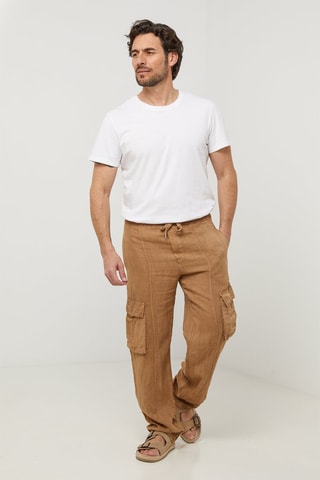 Pantalon cargo en lin - Camel