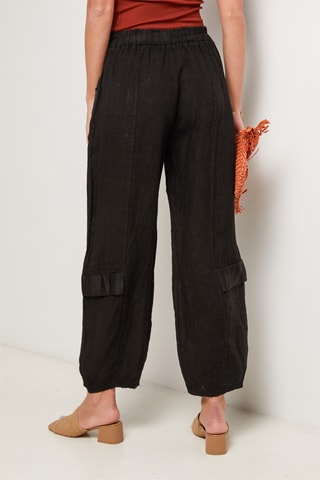 Pantalon taille haute en lin - Noir