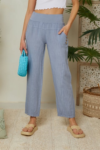 Pantalon droit en lin - Indigo