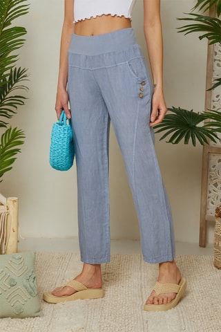 Pantalon droit en lin - Indigo