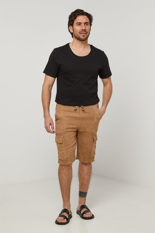 Short en lin - Camel
