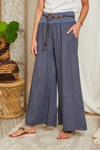 Pantalon palazzo en lin - Indigo