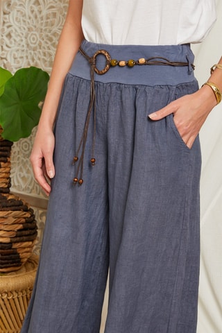 Pantalon palazzo en lin - Indigo