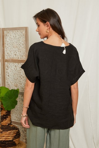 Blouse en lin - Noir