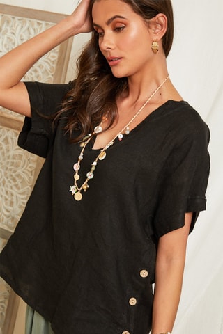 Blouse en lin - Noir