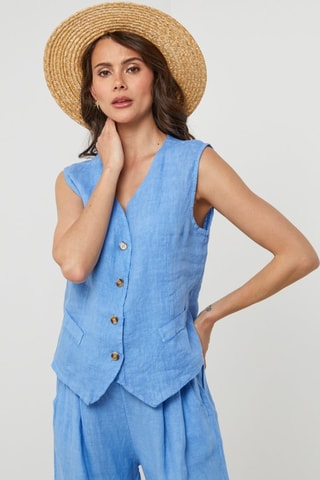 Gilet en lin - Indigo
