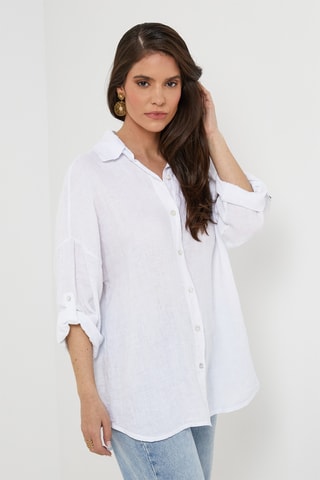 Chemisier en lin - Blanc