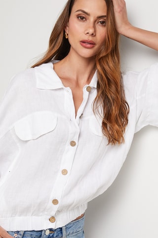 Chemisier en lin - Blanc