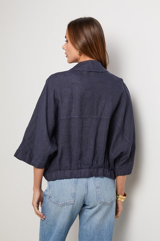 Chemisier en lin - Bleu marine