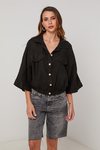 Chemisier en lin - Noir
