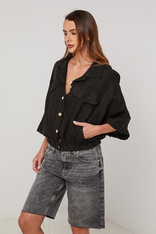Chemisier en lin - Noir