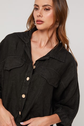 Chemisier en lin - Noir