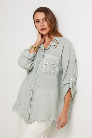 Chemisier en lin - Bleu