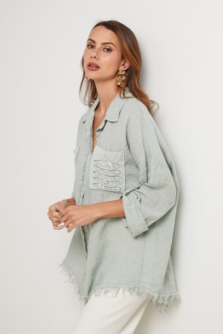 Chemisier en lin - Bleu