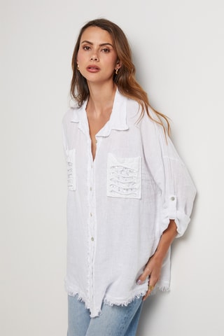 Chemisier en lin - Blanc