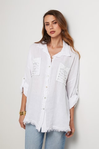 Chemisier en lin - Blanc