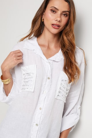 Chemisier en lin - Blanc