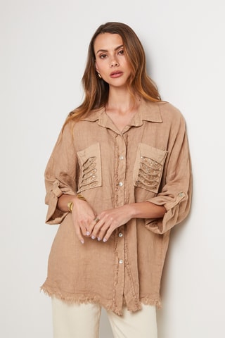 Chemisier en lin - Camel