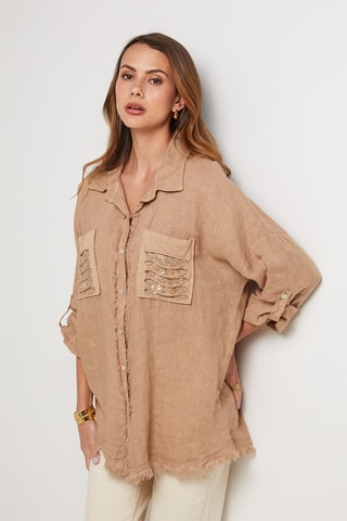 Chemisier en lin - Camel
