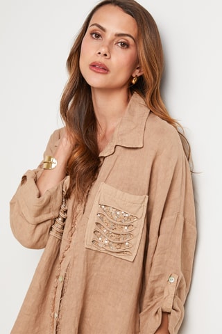 Chemisier en lin - Camel