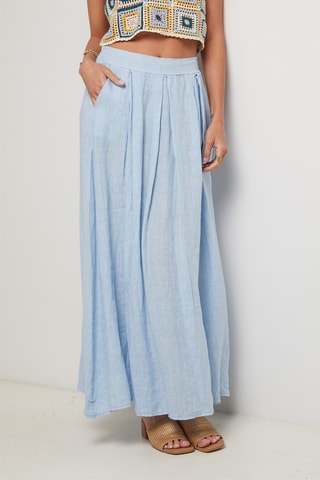 Jupe longue en lin - Bleu clair