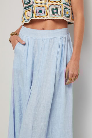 Jupe longue en lin - Bleu clair
