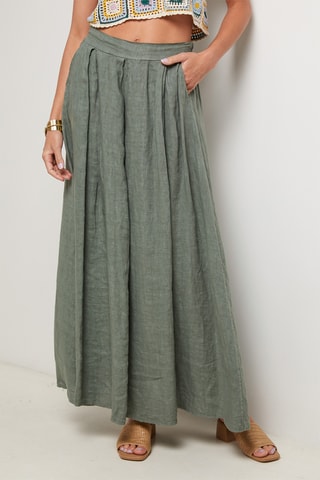 Jupe longue en lin - Kaki