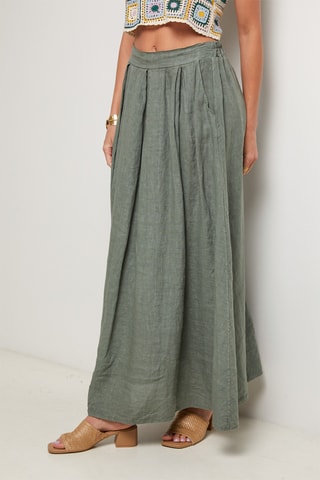 Jupe longue en lin - Kaki