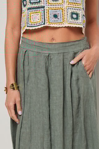 Jupe longue en lin - Kaki