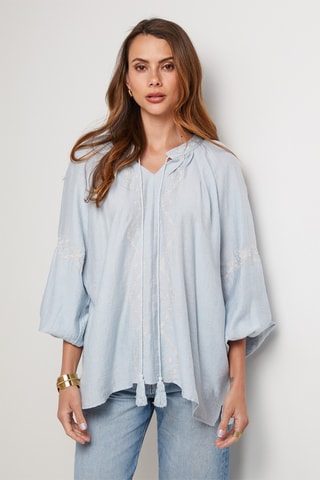 Chemisier en lin - Bleu clair