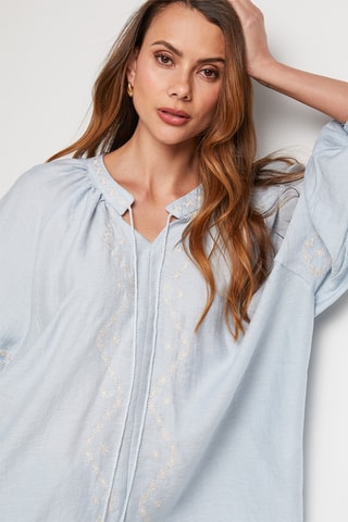 Chemisier en lin - Bleu clair